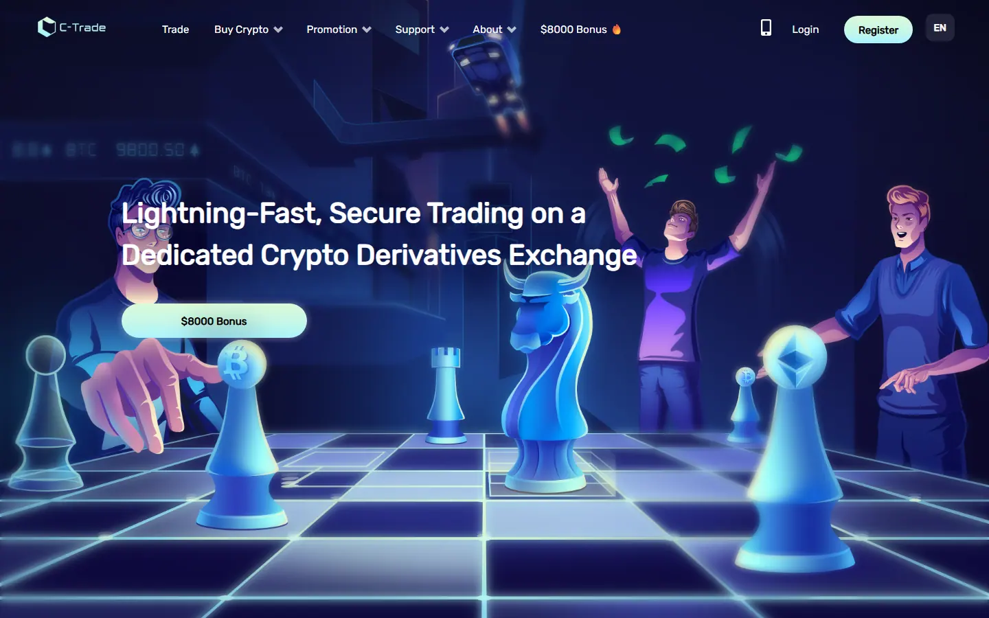 C-Trade marketing landing page with the headline Lightning-Fast, Secure Trading