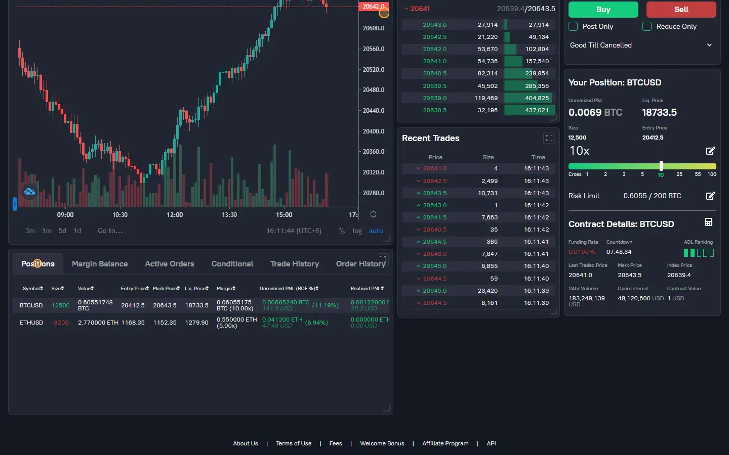 C-Trade open positions table