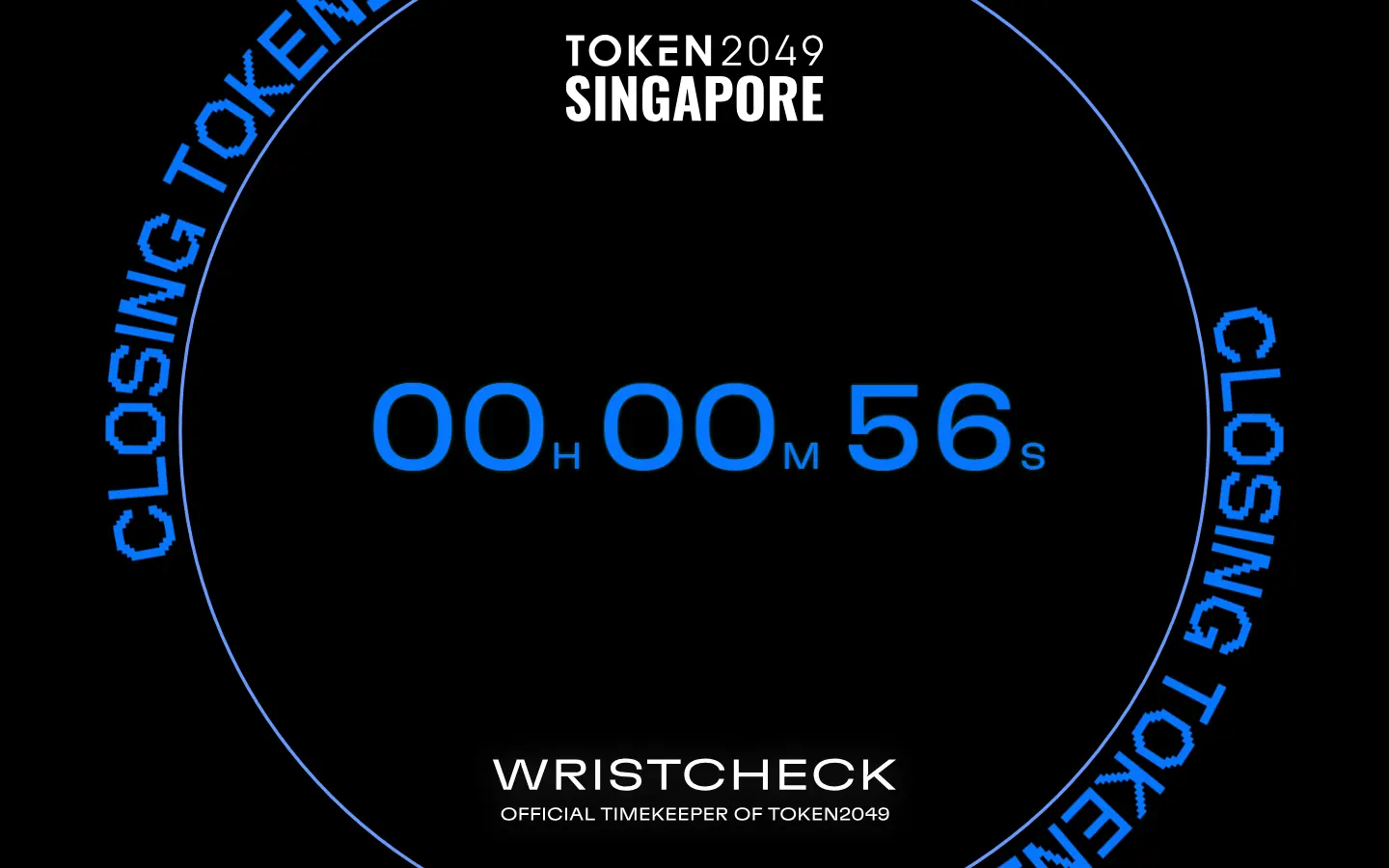 TOKEN2049 Singapore closing countdown with circular orbiting text